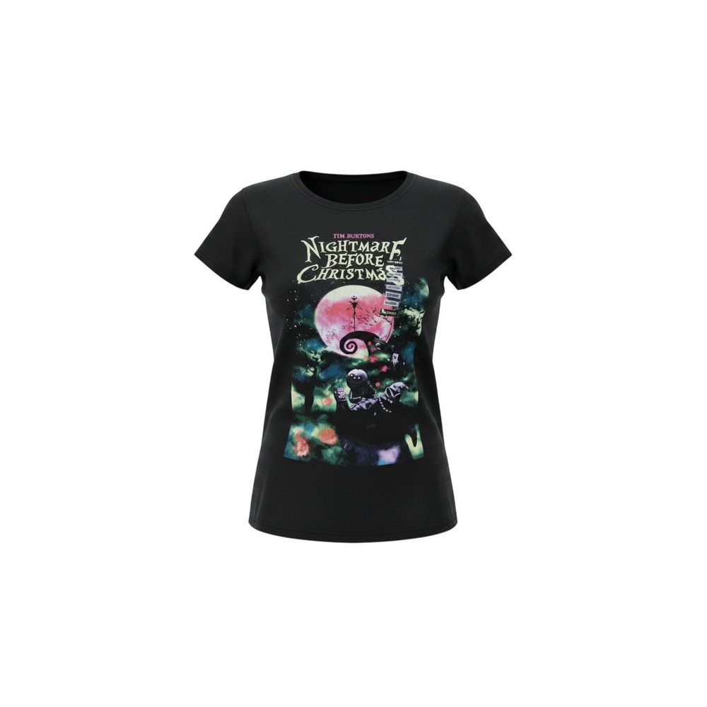 Hot Topic Nightmare Before Christmas Tee Womens M Black New UV Ink Graphic